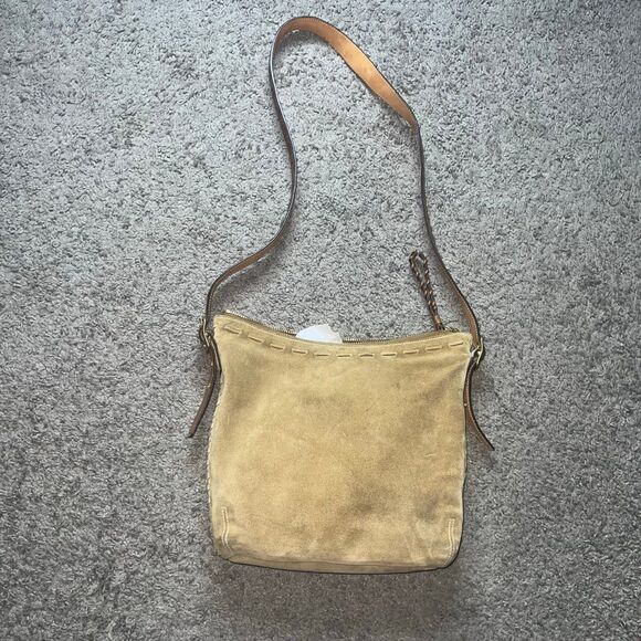 Ladies COACH Beige Tan Suede and Leather Shoulder Bag K3S-9112 VTG - Picture 1 of 7